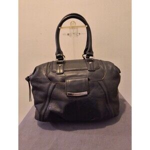 B.MAKOWSKY Large Black Leather Satchel Bag Purse  12 in X 9 in